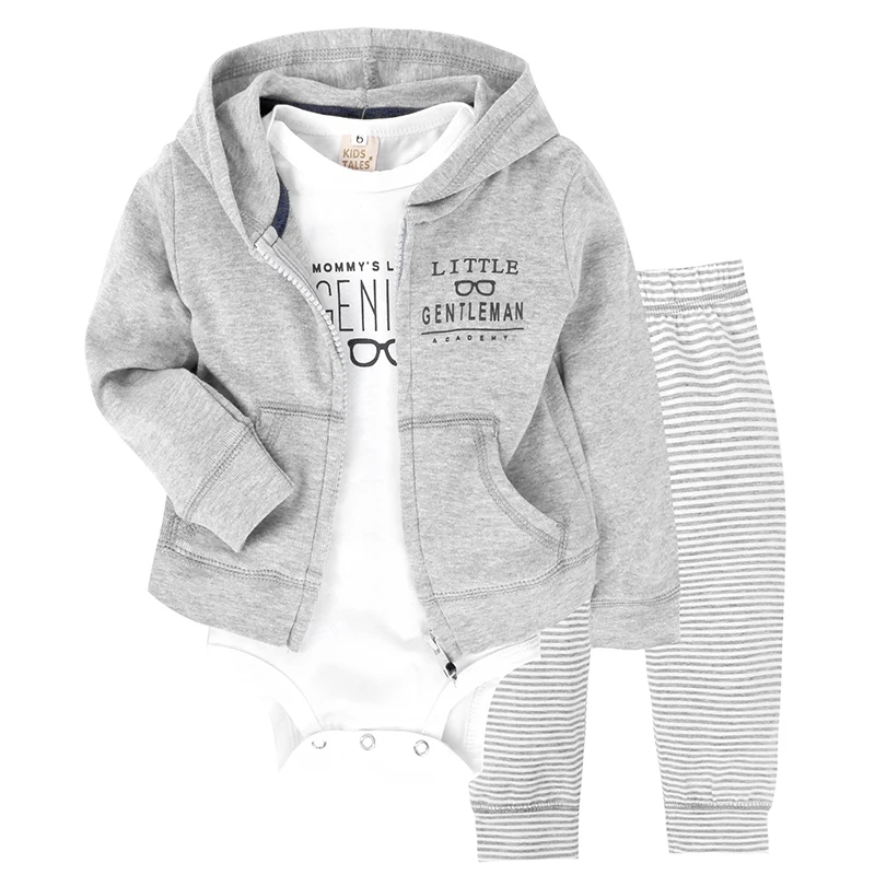 Комплект одежды для новорожденных, комплект одежды для маленьких мальчиков из 3 предметов, одежда с капюшоном для младенцев милый комплект с длинными рукавами и надписью для малышей возрастом до 24 месяцев, SY253
