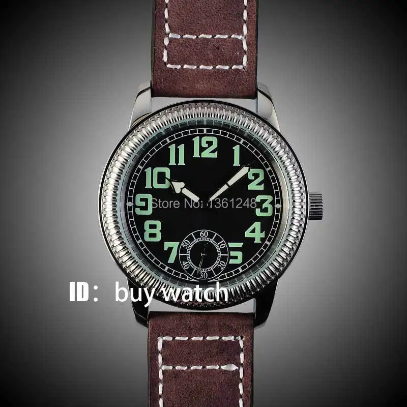 

44mm PANIS black dial Special Big No.@6 MECHANICAL mens Watch PA152HA
