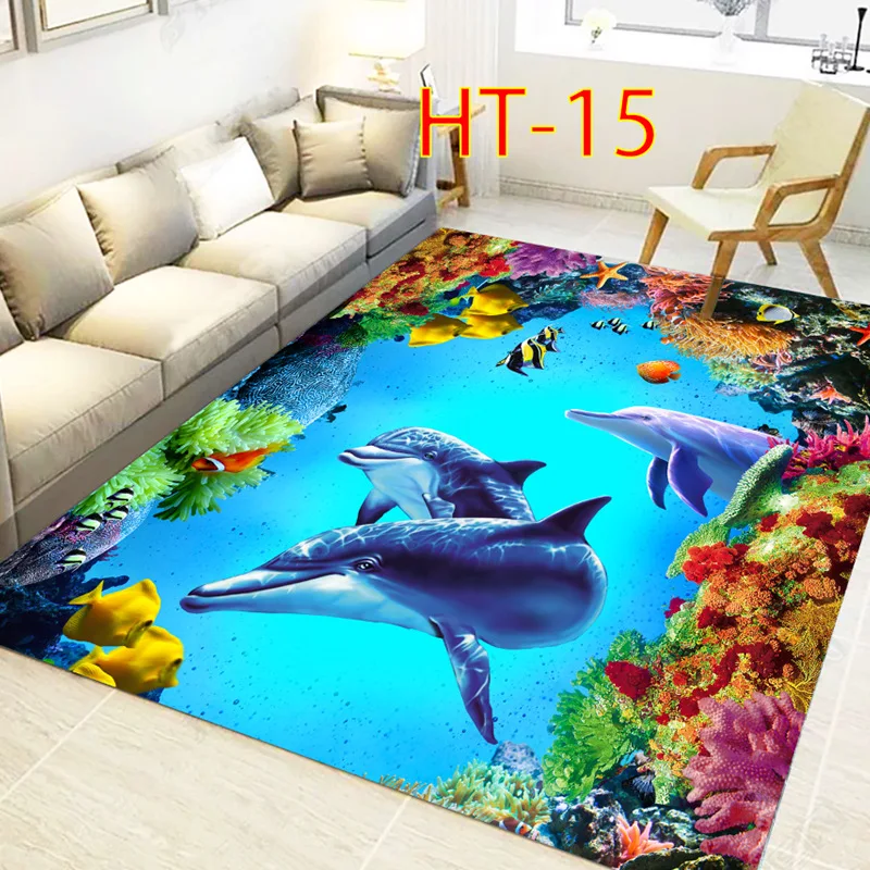 Blue Sea ocean Mediterranean Style 3D Carpets for Living Room Bedroom Area Rugs Coffee Table Sofa Bed Floor Mat Hallway Carpet