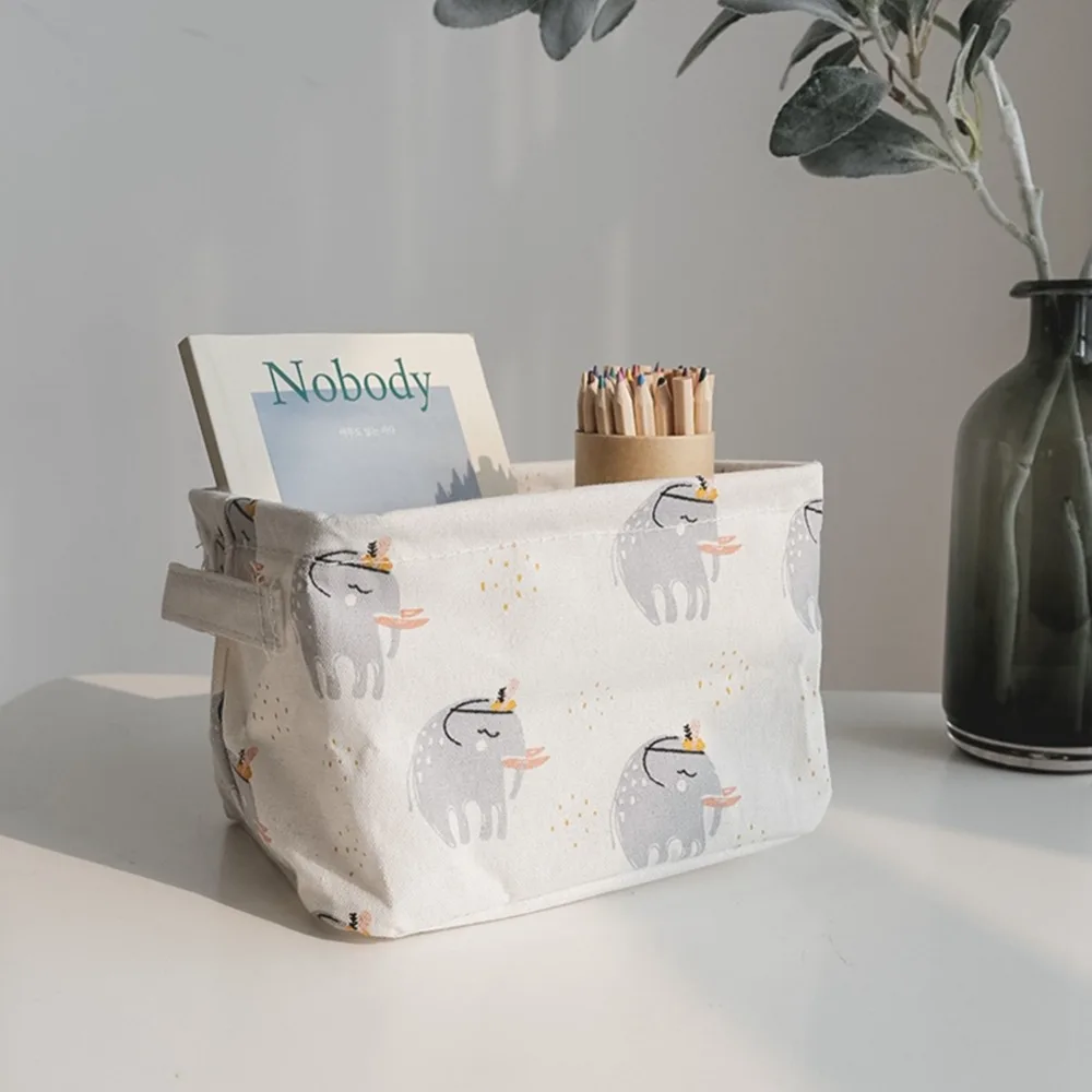 Настольный для домашнего пользования Sundries хлопок и лен мультфильм портативная корзина для хранения