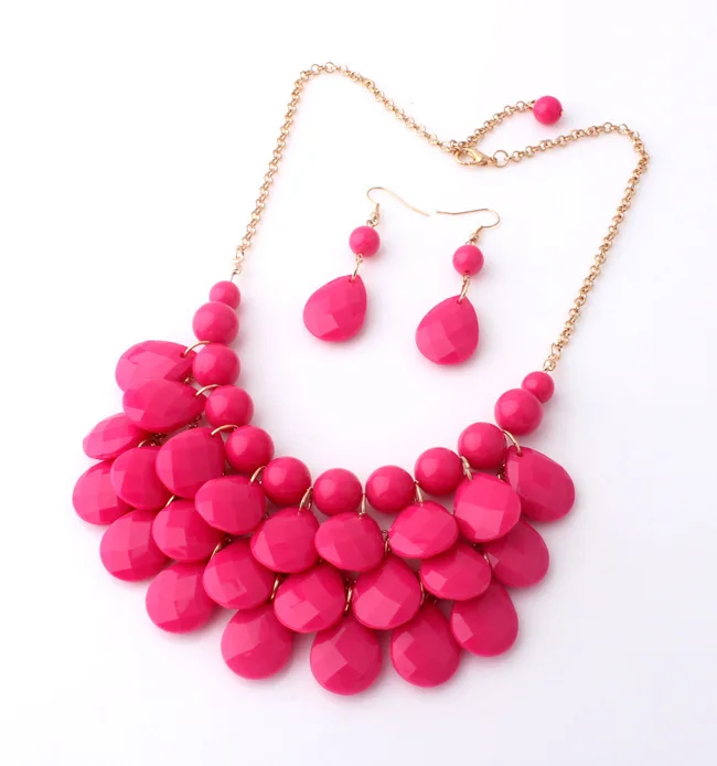 

Beach amorous feelings2015 Women Water Drop Bib Statement MultiLayer Necklacesuit fashion model Gold Explosion Model Bubble