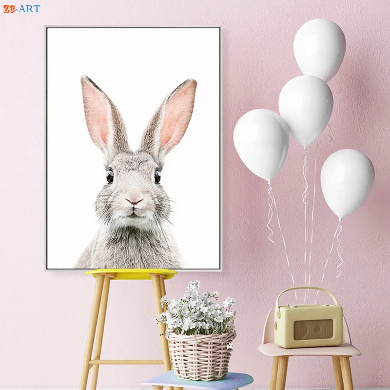 Минималистичный Банни кролик холст живопись Принт плакат для детской стены Искусство настенные картины для гостиной Детская комната Декор