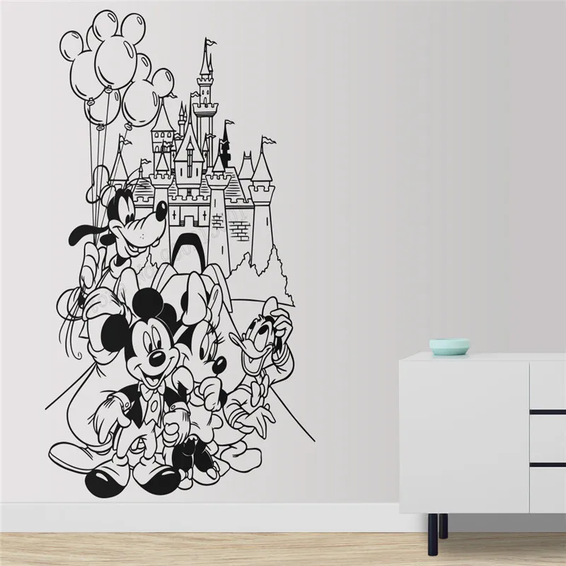 

Wall Art Sticker Mouse Family Palace Room Decoration Vinyl Removeable Poster Cute Cartoom Mural Animal Ornament LY476
