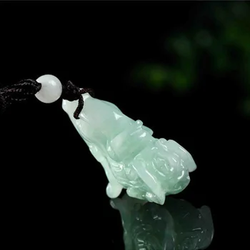

Myanmar yu Pendant Hand Carved Drop Shipping Lucky Amulet Chinese Cabbage Lovers Necklace With Chain For Men Women Gift