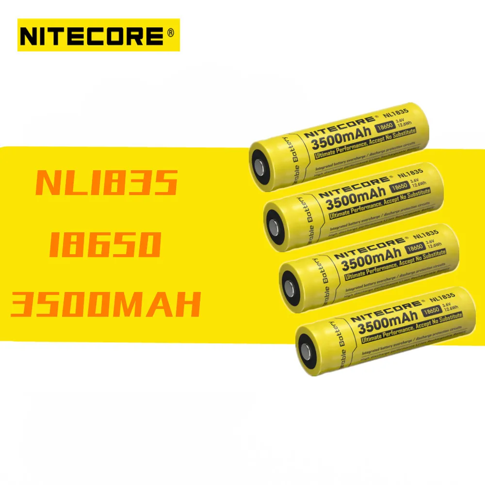4 шт. перезаряжаемые литий-ионные аккумуляторы Nitecore NL1835 18650 3500 мАч (новая версия