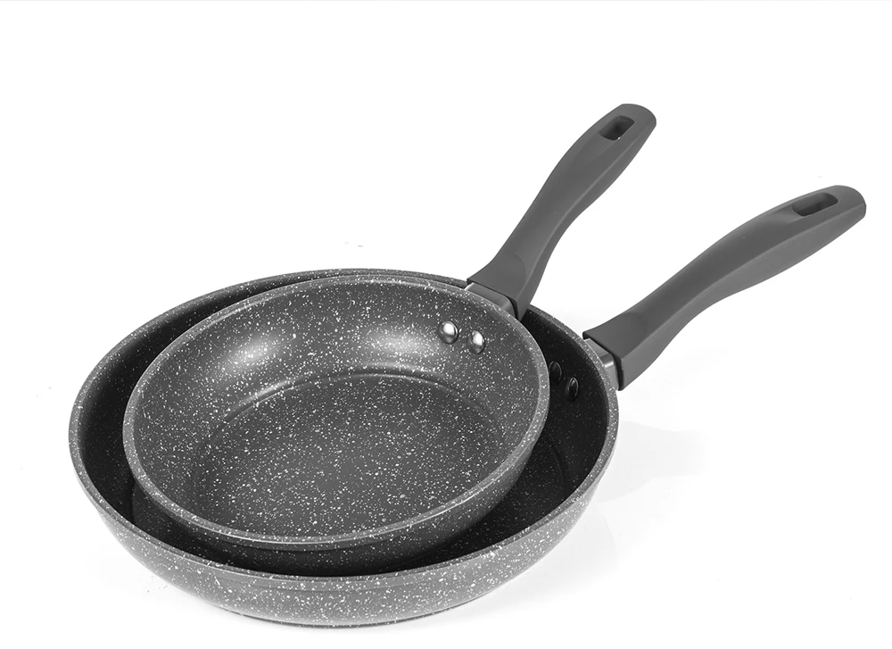 PFOA Free Stone-Derived Cooking Pan Non-Stick Coating 5 Layers Bottom Soft Handle Aluminum Frying Pot Size In 8&10 Inch