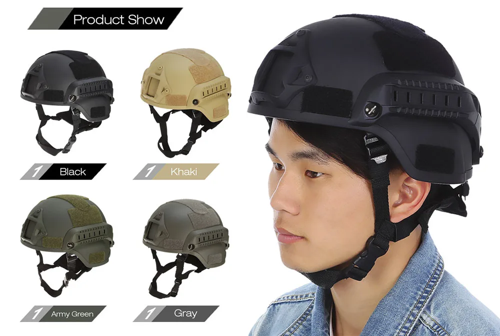JJW Tactical Helmet Airsoft Gear Paintball Head Protector with Night Vision Sport Camera Mount