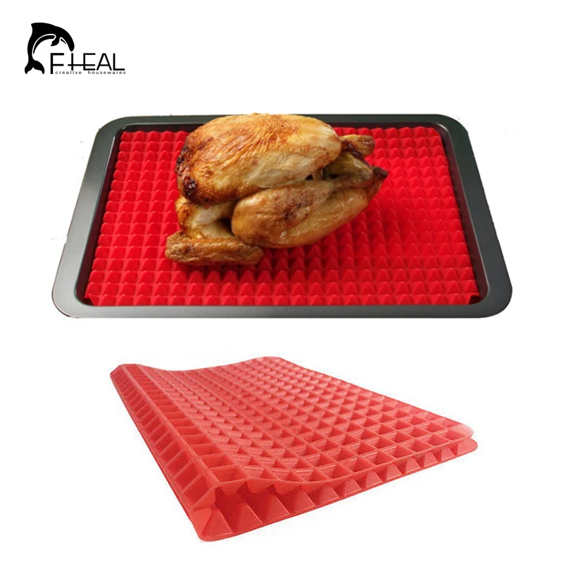 

FHEAL Pyramid Pan Silicone Non-stick Cake Decorating Tools Fat Reducing BBQ Mat Microwave Oven Baking Tray Kitchen Tool