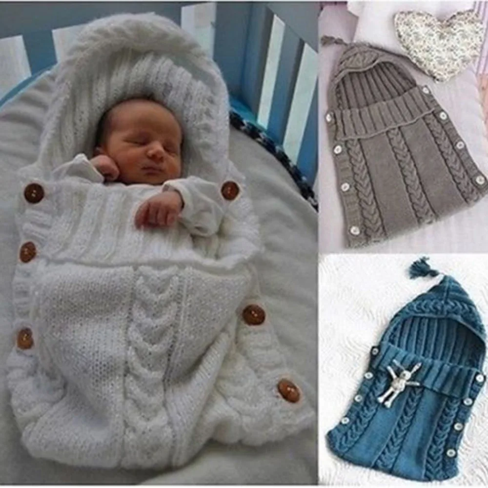 

Baby Sleeping Bags Cotton Knitting Envelope for Newborn footmuff for stroller sleeping para bebe winter