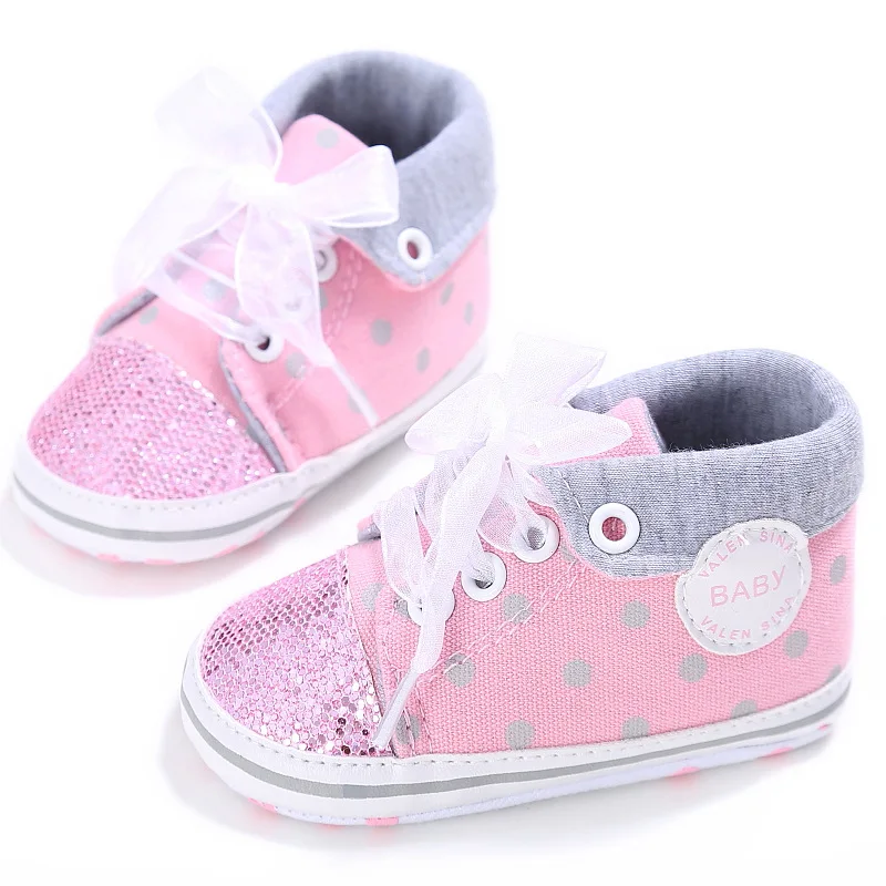 Babyshoes/Новые весенне-осенние модные мягкие пинетки для новорождённых, в горошек, на шнуровке, для малышей 0-18 месяцев - Цвет: A1