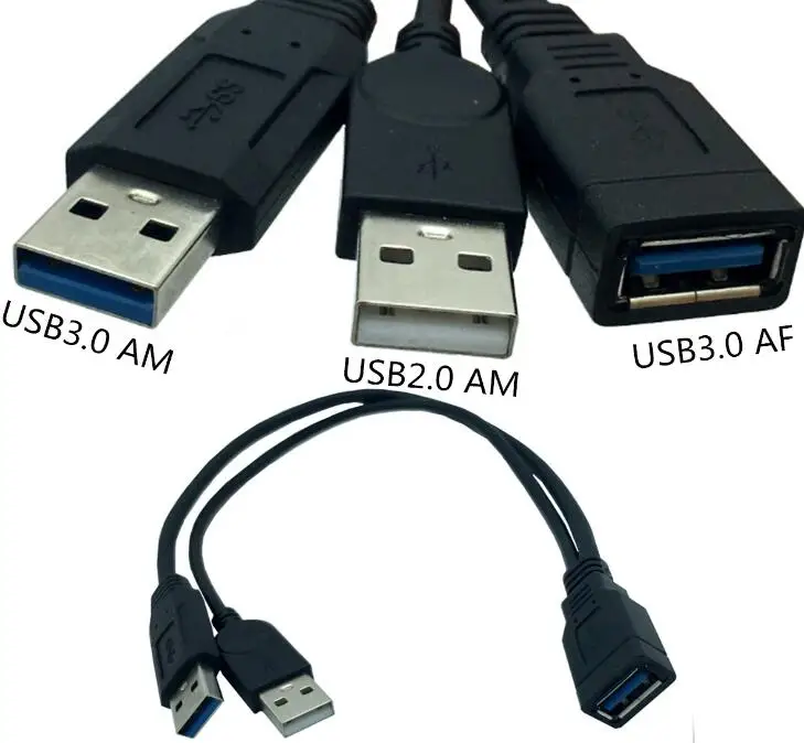 

LBSC USB 3.0 USB3.0 Male to Dual USB Female Extra Power Data Y Extension Cable for 2.5" Mobile Hard Disk