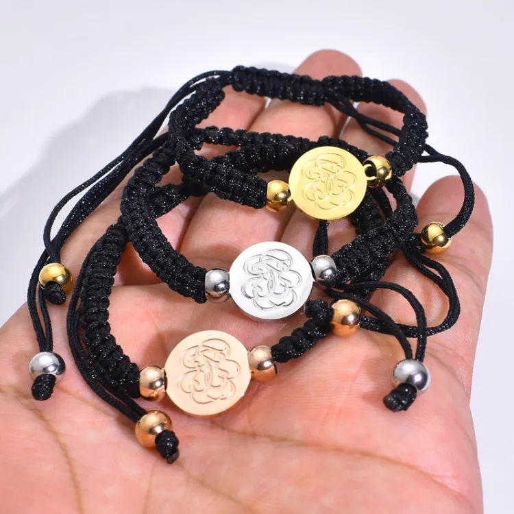 

New Stainless Animal Style black Rope String Macrame Braiding Flower Plant Design Bracelets Men Women Girls osos Pulsera