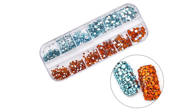 F 1 Box Nail Art Rhinestone Glitter Tips Crystal Diamond Mixed Size and Color 3D Manicure Nail Decoration - Цвет: F