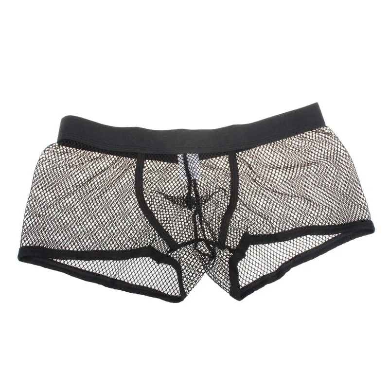 

2018 Exotic Panties Mesh See Through Transparent Men Sexy Sheer Men's Underwear Boxers Gay Sexy Underpants Men Shorts Plus Size