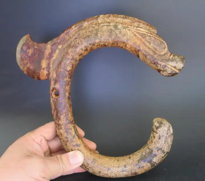 

Chinese Hongshan Culture Old Jade hand-carved C dragon Statue