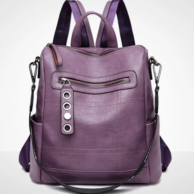 

2019 Designer Backpacks Women Leather Backpack Female School Bags for Teenager Girls Back Bag Black soft Bagpack Sac A Dos