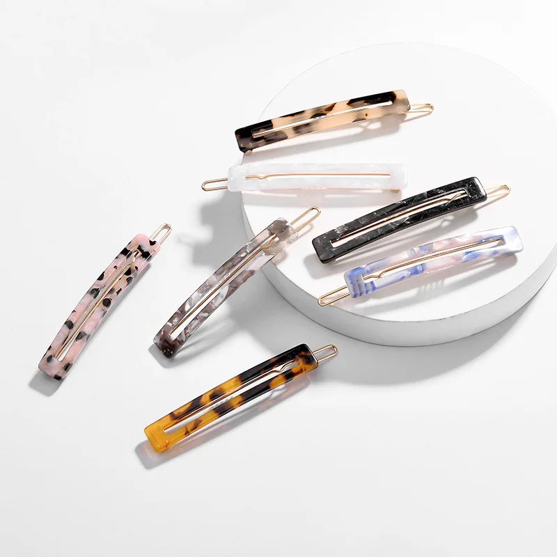 

7 Colors New Fashion Acrylic Hair Clip for Women Elegant Korean Design Metal Bobby Pin Barrette Hairpin Hair Styling Accessories