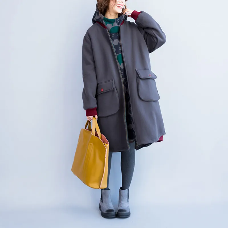 

Large Size Loose Spring And Autumn Winter Gray Women 's Fat Cotton Short Jackets Thick Plus Size Velvet Sweater Hot Sale b274