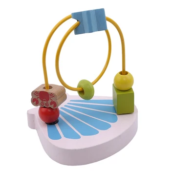 

Boys Girls Montessori Wooden Toys Wooden Circles Bead Wire Maze Roller Coaster Educational Wood Puzzles Kid Math Toy