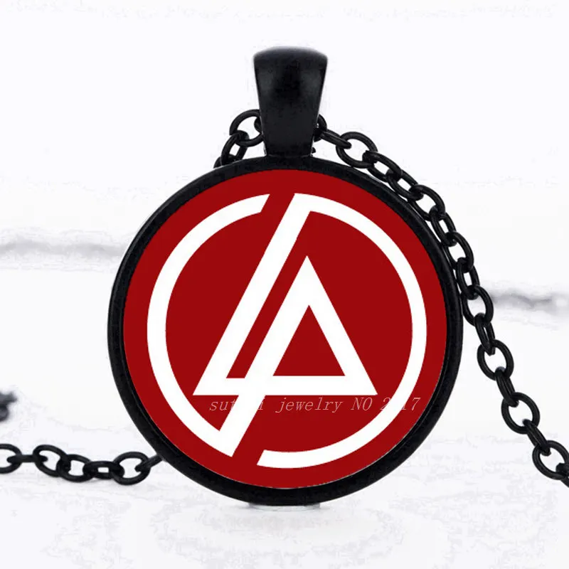 Горячая Мода Linkin Park логотип кулон ожерелье ювелирные изделия стеклянный купол ожерелья для мужчин женщин поклонников аксессуары подарок - Окраска металла: black2