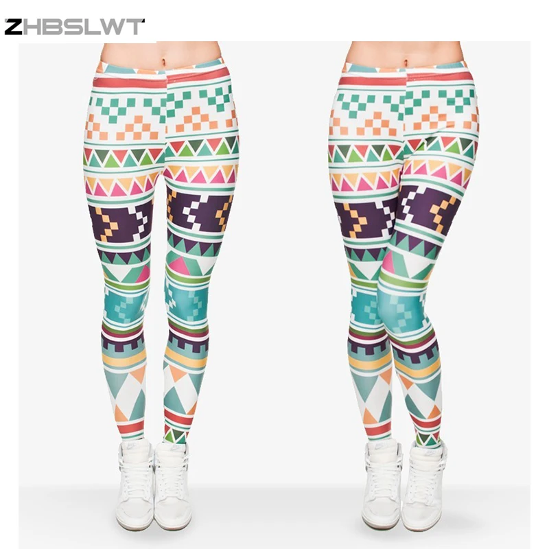 Новинка модные женские леггинсы ZHBSLWT с 3D принтом геометрическим рисунком|women fashion