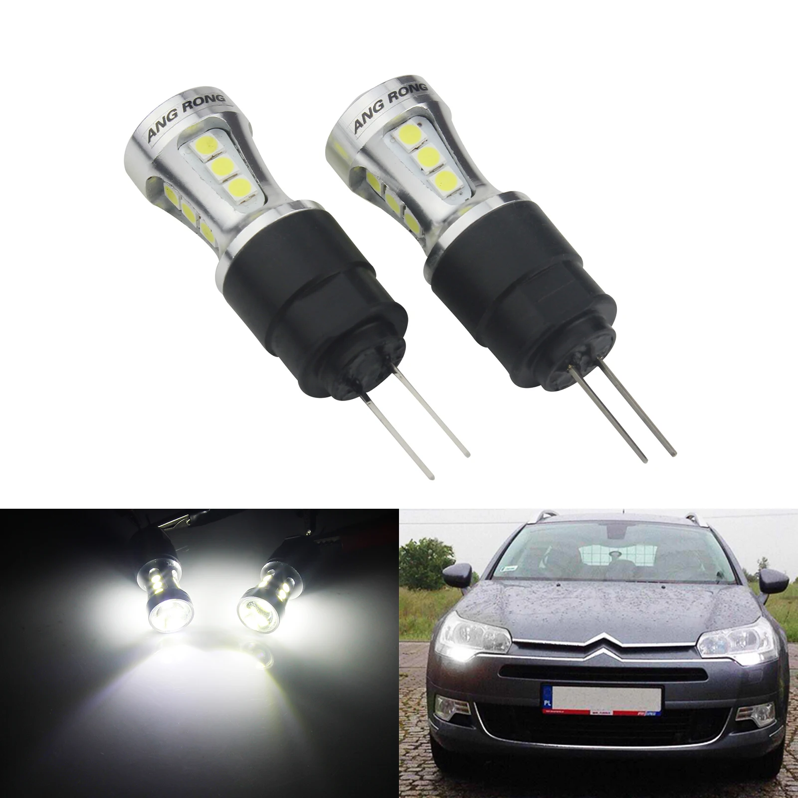 ANGRONG 2x HP24W G4 18 SMD светодиодные боковые фары Дневные ходовые огни лампы DRL для