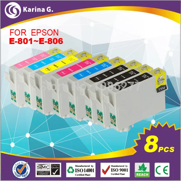 8PK Замена струйные принтеры для T080 1-6 bk/c/m/y/LC/LM 3 черный и 5 цветов в упаковке Бесплатная доставка