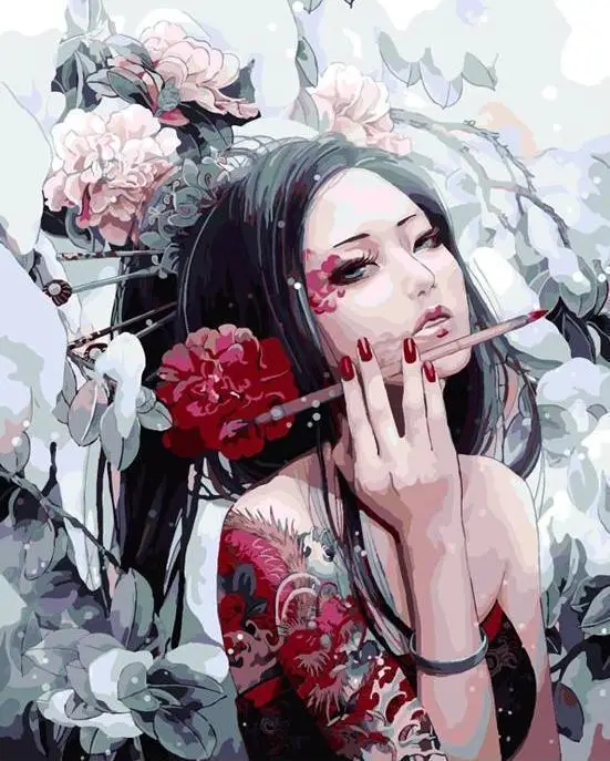 1049 Geisha - DIY Краска по номерам | Дом и сад