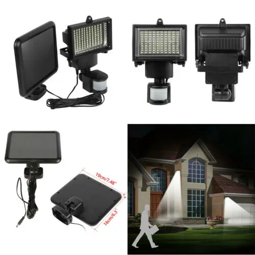 

LED Solar Powered PIR Motion Sensor Light Outdoor Garden Security Flood Lamp 100
