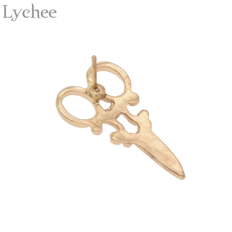 Lychee Модные сплав ножницы женские серьги золото/серебро цвет полые гвоздики