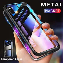 GETIHU металлический магнитный чехол для iPhone 11 Pro Max XR XS MAX X+ Магнитный чехол из закаленного стекла для iPhone 8 7 6 6s s Plus чехол