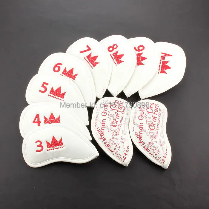 Free Shipping 10PCS New CROWN Thick PU Artificial Leather White&Red