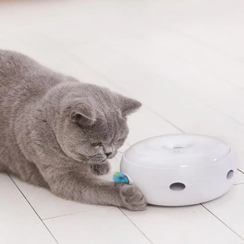 

Electric Cat Toy Donut Automatic Turntable Interactive Cat Toy Smart Teasing Cat Stick Crazy Game Spinning Turntable
