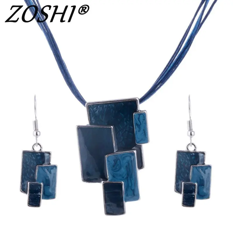 Женский ювелирный комплект из колье и серёг с эмалью|designer jewelry set|fashion setjewelry sets |