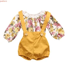 Комплект одежды из 2 предметов для новорожденных девочек осенняя одежда для девочек милый комбинезон принцессы Короткие штаны пляжный костюм от 0 до 24 месяцев