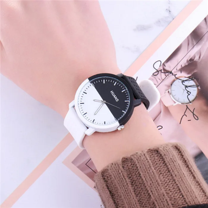 Men's Women's Personality Circular Dial Silica Gel Quartz Lovers Watch Lovers Couple Watches Analog Quartz Watch For Men - Цвет: black