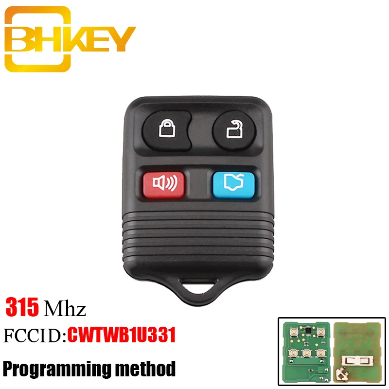 

BHKEY 4Buttons Remote Car Key Transit Keyless Entry Fob 315MHz DIY For Ford Complete Remote Control Circuid Board