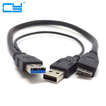 

long cable Two USB3 0 A Male to Micro USB 3 0 B for Mobile HDD With USB Power Supply 50cm 1m/3.3ft