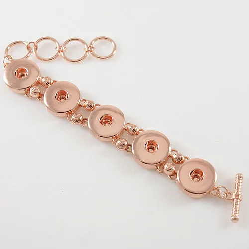 Hot wholesale Snap Bracelet&Bangles metal Rose Gold Bracelets fit 18mm DIY Partnerbeads Five ...