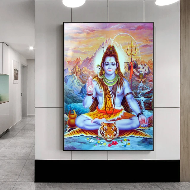 Shiva Lord Canvas Paintings On The Wall Hindu Gods Wall Art Canvas