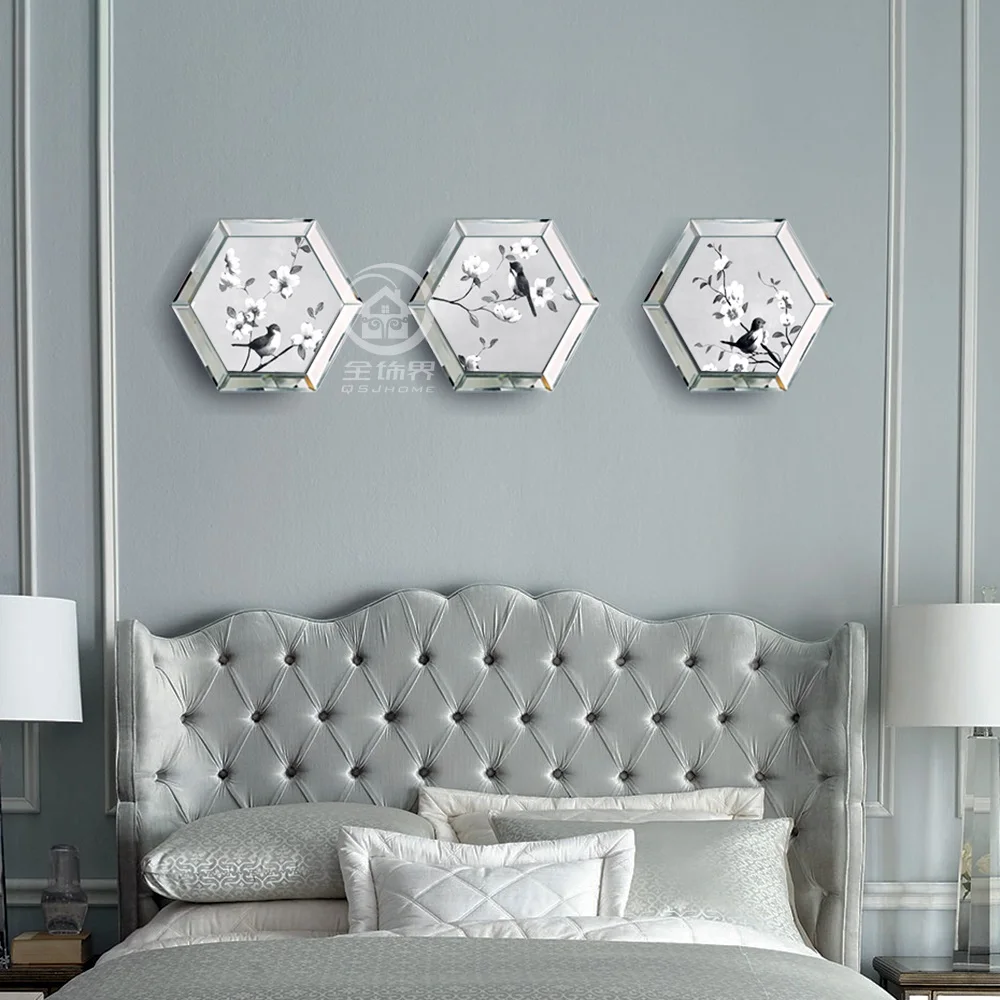 Hexagon wall mirrored photo frame multi picture frames modern wall