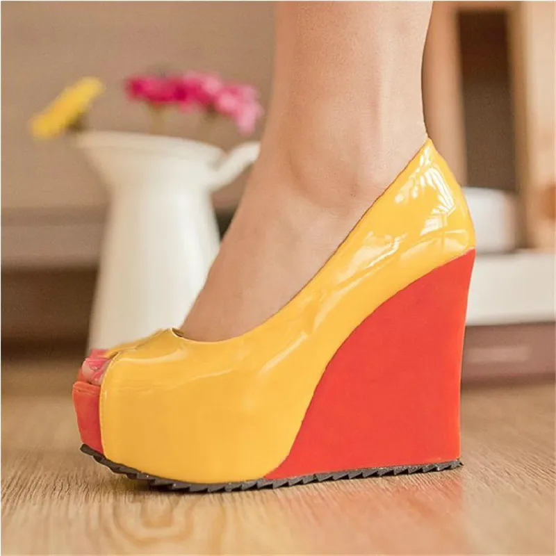 Plus Size 31-43 Women High Heels Sandals Fashion Peep Toe Wedges Shoes For Women Shallow Mouth Slip On Ladies Casual Party Shoes (19)