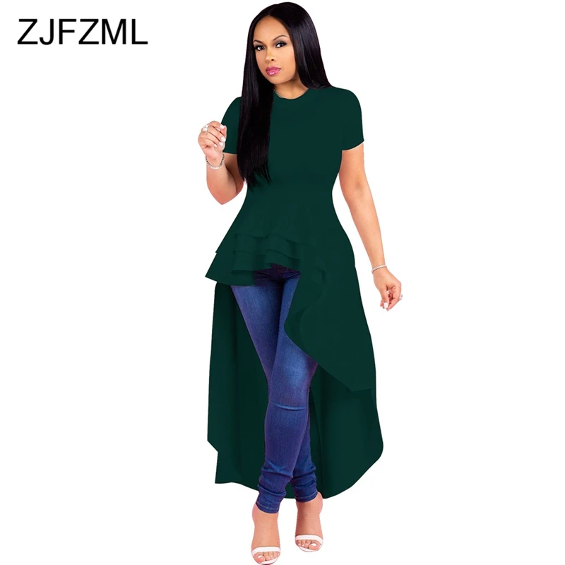 Sexy Plus Size Irregular Maxi Party Dress Women Multilayer Ruffle Front Short Back Long Dress Summer Short Sleeve Big Size Dress