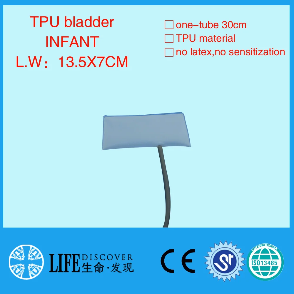 

TPU BP cuff bladder for infant arm size 13.5*7cm with 30cm length tube