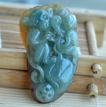 

Exquisite natural jade monkey pendant e140#