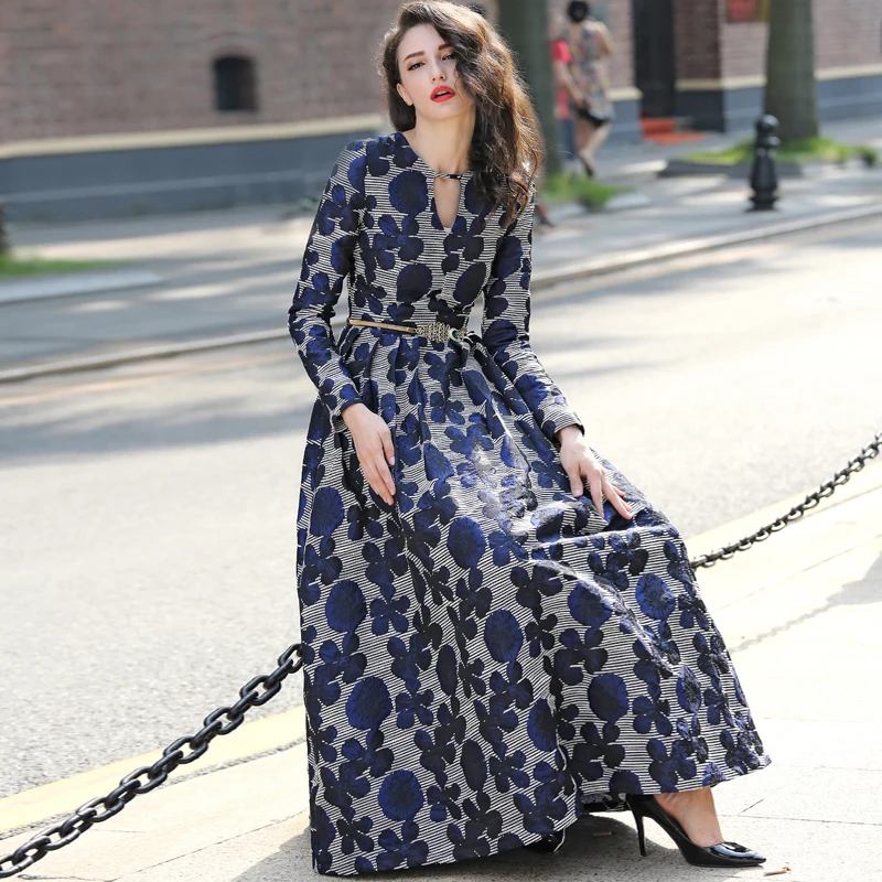 Quality Women short Sleeve Maxi summer Dress Elegant Boho Floral Jacquard Dress Fashion Party Long Autumn Dress