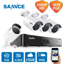 SANNCE PoE CCTV NVR kit 4CH 1080P POE CCTV System HD 2.0MP Video Security camera infrared outdoor 1080p Surveillance System Kits