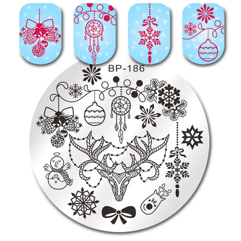 BORN PRETTY дизайн ногтей печать штамповки пластины Снежинка цветочный узор Рождество штамповка шаблон красота Stenci маникюр Дизайн ногтей