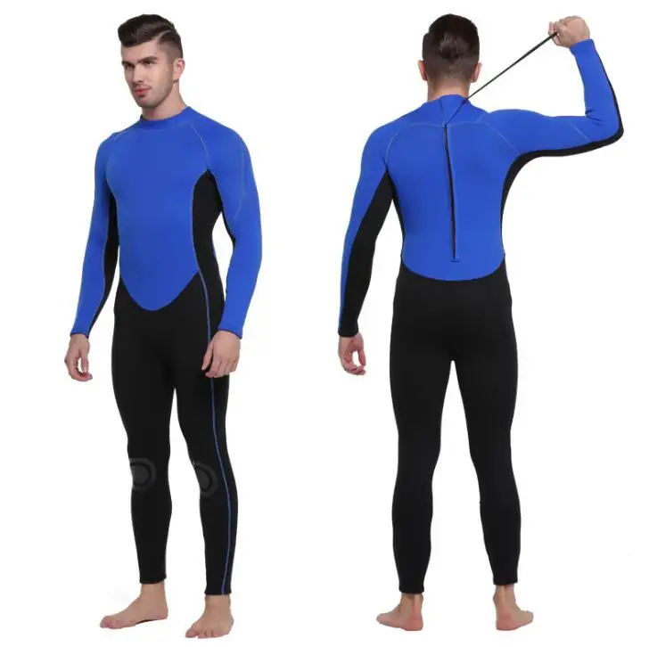 

3mm Neoprene Wetsuit Men's Full Surfing Suit Diving Snorkeling Swimming Jumpsuit Back Zipper Blue S 2XL Free Shipping
