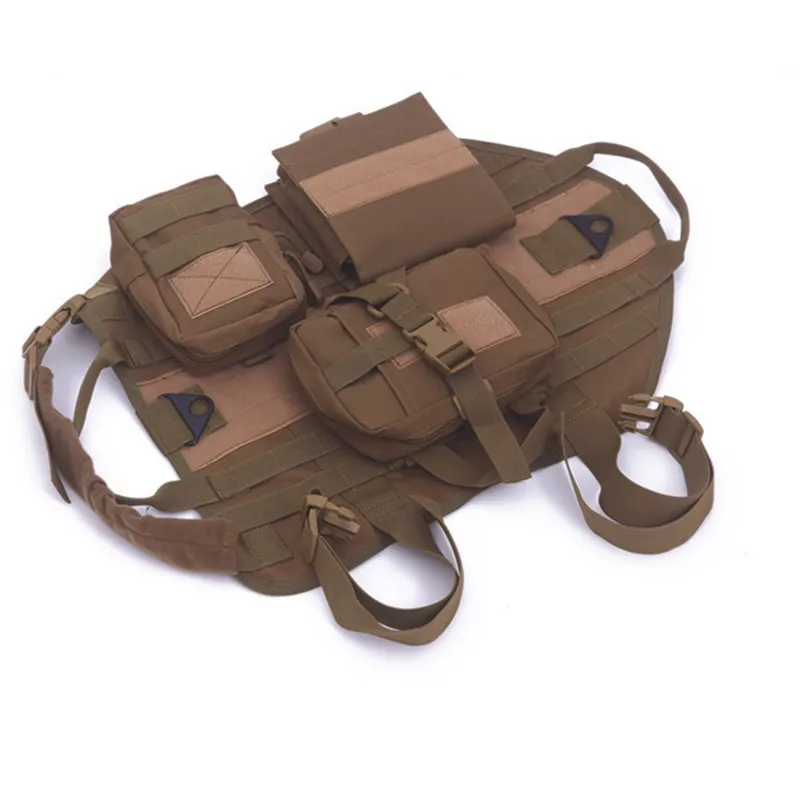 MEGE куртка для собак с MOLLE EMT сумка для первой помощи, тактический тренировочный жилет для собак, военный несущий подшипник для охоты SWAT - Цвет: MUD